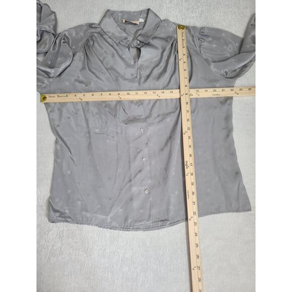 Stuart Lang VTG women's Blouse Gray Size 13/14 Light Academia Proper Career - Picture 4 of 7